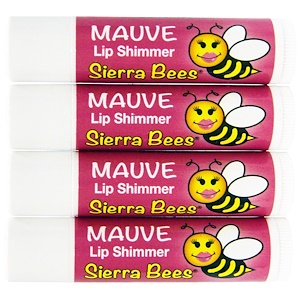 Sierra Bees, Тонированный бальзам-блеск для губ, розовато-лиловый оттенок, 4 шт.