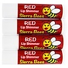 Sierra Bees, 발색 쉬머 립밤, 레드, 4 팩키지