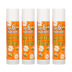 Отзывы о Сиерра Бис, Organic Lip Balms, Tangerine Chamomile, 4 Pack, .15 oz (4.25 g) Each