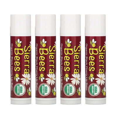 Sierra Bees Органические бальзамы для губ, с запахом черешни, 4 в упаковке, 4,25 г (15 унций) каждый