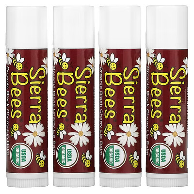 

Sierra Bees, Organic Lip Balms, Black Cherry, 4 Pack, 0.15 oz (4.25 g) Each