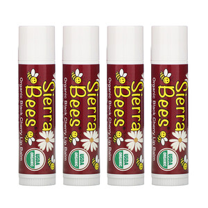 Отзывы о Сиерра Бис, Organic Lip Balms, Black Cherry, 4 Pack, .15 oz (4.25 g) Each