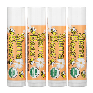 Sierra Bees, Baume à lèvres biologique, pamplemousse, 4 paquets de 4,25 g (0,15 oz) chacun