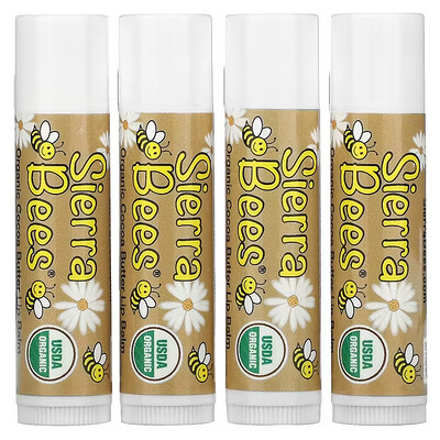 

Sierra Bees Organic Lip Balms Cocoa Butter 4 Pack 0.15 oz (4.25 g) Each