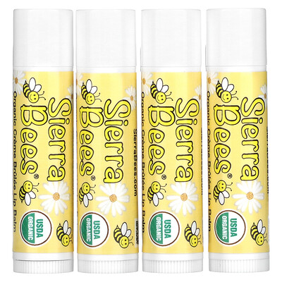 

Sierra Bees, Organic Lip Balms, Creme Brulee, 4 Pack, 0.15 oz (4.25 g) Each