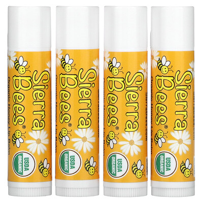

Sierra Bees, Organic Lip Balms, Honey, 4 Pack, 0.15 oz (4.25 g) Each