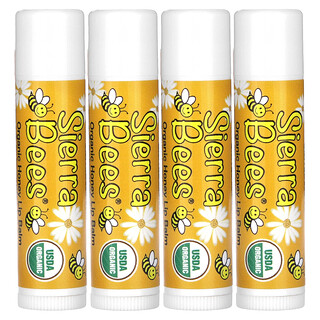 Sierra Bees, Bálsamos Labiais Ôrganicos, Mel, 4 embalagens, 0,15 oz (4,25 g) Cada