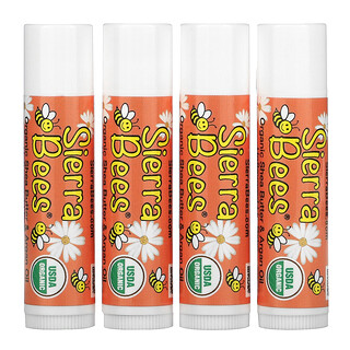 Sierra Bees, 유기농 립밤, 시어버터 및 아르간오일, 4팩, 각 .15 oz (4.25 g)
