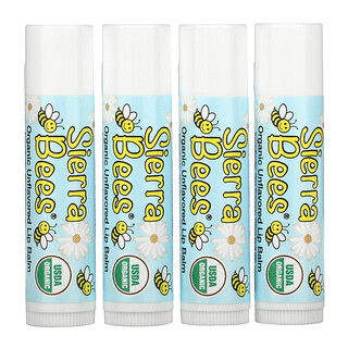 Sierra Bees, Organic Lip Balms, Unflavored, 4 Pack, 0.15 oz (4.25 g) Each