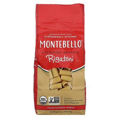 Montebello, Organic Rigatoni, 16 oz (454 g)