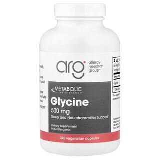 Metabolic Maintenance, Glycine, 500 mg, 240 Vegetarian Capsules