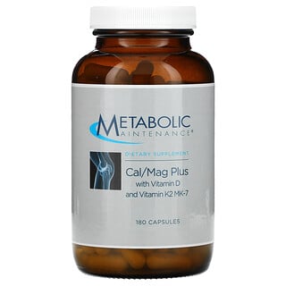 Metabolic Maintenance, 加強型鈣/鎂營養膠囊，含維生素 D 和維生素 K2 MK-7，180 粒