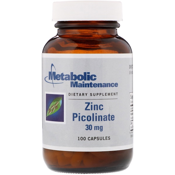 Metabolic Maintenance, Пиколинат цинка, 30 мг, 100 капсул