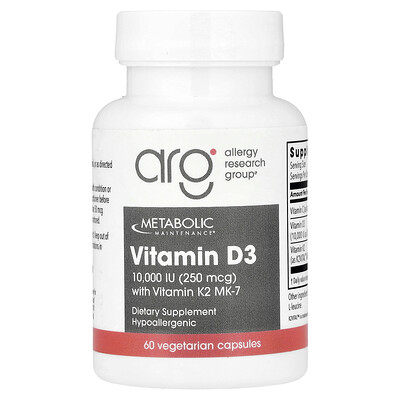 Product Image for Metabolic Maintenance, Vitamin D3 with Vitamin K2 MK-7, 60 Vegetarian Capsules