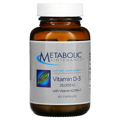 Metabolic Maintenance Vitamin D-3 with Vitamin K2 MK-7, 25,000 IU, 60 Capsules