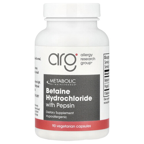 Metabolic Maintenance, Betaine Hydrochloride with Pepsin, Betain-Hydrochlorid mit Pepsin, 90 pflanzliche Kapseln