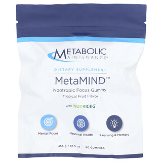 Metabolic Maintenance, MetaMIND™，Nootropic Focus Gummy with Nutricog®，熱帶水果味，90 粒軟糖