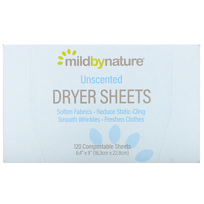 Купить Mild By Nature антистатические салфетки, без запаха, 120 биоразлагаемых салфеток