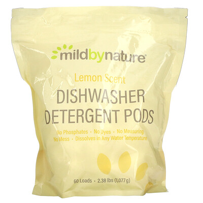 Mild By Nature Средство для мытья посуды в посудомоечной машине, с ароматом лимона, 60 капсул, 1077 г (2,38 фунта, 36,48 унции)
