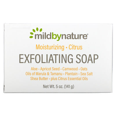 Купить Mild By Nature отшелушивающее мыло, с маслами марулы, таману и ши, с цитрусовым ароматом, 141 г (5 унций)