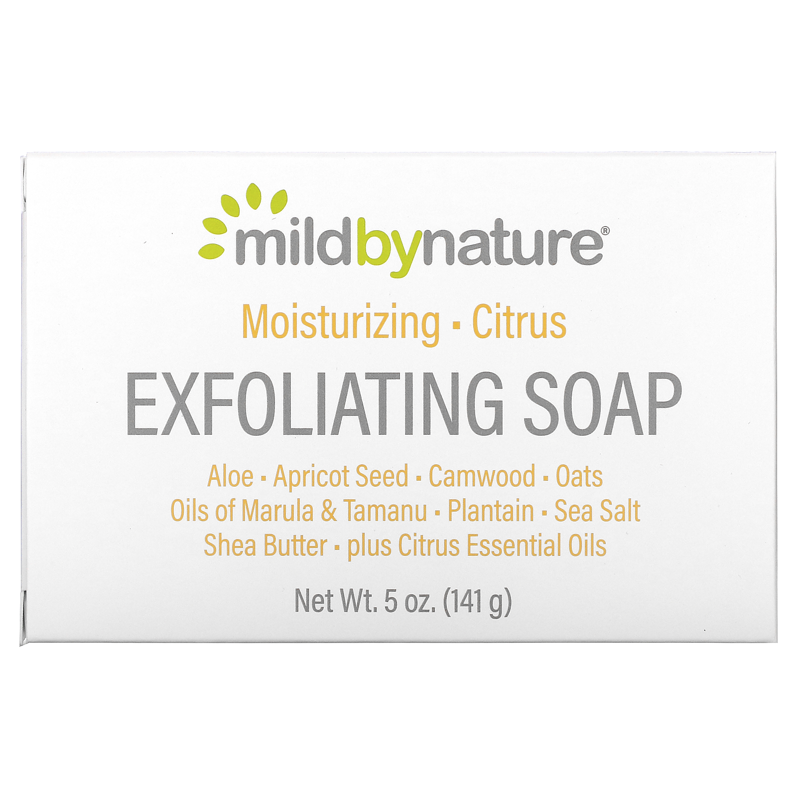 iHerb 洗浴用品 Mild By Nature, 去角質皂，含馬魯拉和瓊崖海棠油加乳木果油，柑橘，5 盎司（141 克）