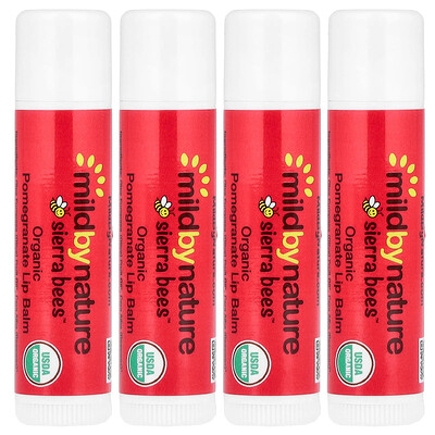 Mild By Nature Sierra Bees Organic Lip Balms Pomegranate 4 Pack 015 oz 425g Each