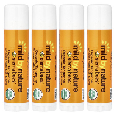 Mild By Nature Organic Lip Balms Tangerine Chamomile 4 Pack 015 oz 425 g Each