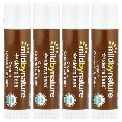 Product Image for Mild By Nature, Sierra Bees , Organic Lip Balms, Coconut, 4 Pack, 0.15 oz (4.25 g) Each
