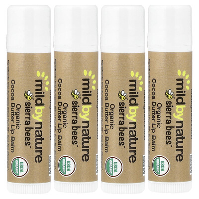 Mild By Nature Sierra Bees Organic Lip Balms Cocoa Butter 4 Pack 015 oz 425 g Each