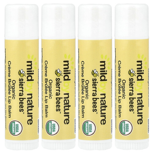 Mild By Nature Sierra Bees™, Organic Lip Balms, Creme Brulee, 4 Pack, 0.15 oz (4.25 g) Each