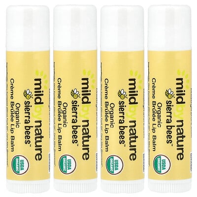 Product Image for Mild By Nature, Sierra Bees , Organic Lip Balms, Creme Brulee, 4 Pack, 0.15 oz (4.25 g) Each