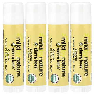 Mild By Nature, Sierra Bees™, Bálsamos labiales orgánicos, Créme brûlée, 4 unidades, 4,25 g (0,15 oz) cada una