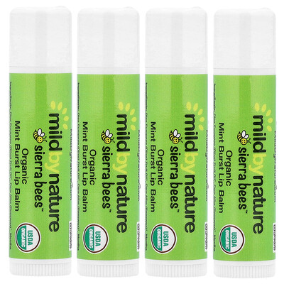Mild By Nature Sierra Bees Organic Lip Balms Mint Burst 4 Pack 015 oz 425 g Each