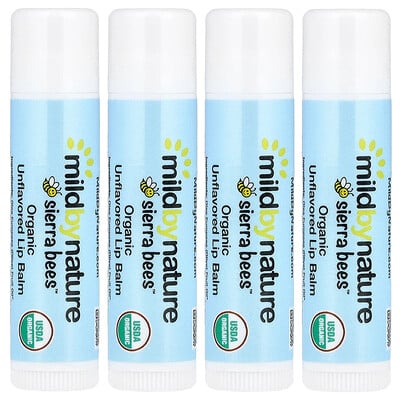 Mild By Nature Sierra Bees Organic Lip Balms Unflavored 4 Pack 015 oz 425 g Each
