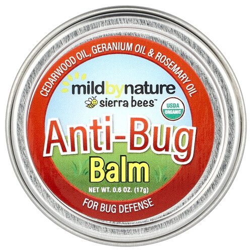 Mild By Nature Sierra Bees™, Anti-Bug Balm, Cedarwood, Geranium & Rosemary Oil, 0.6 oz (17 g)
