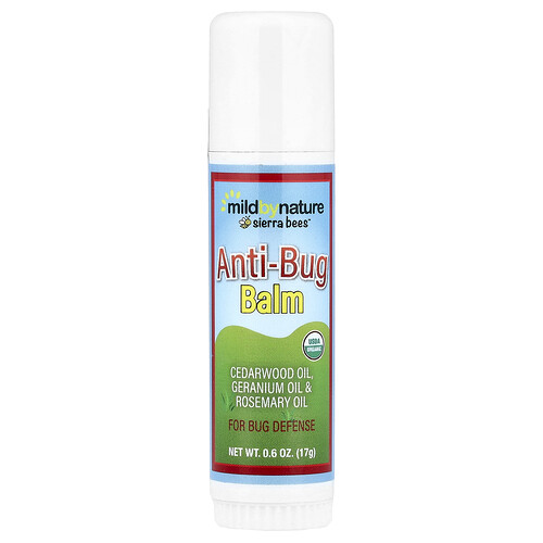 Mild By Nature Anti-Bug Balm Stick, Cedarwood, Geranium & Rosemary Oil, 0.6 oz (17 g)