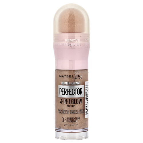 Maybelline, Instant Age Rewind, Perfector 4-in-1 Glow Make-up, 0,5 Fair-Light Cool, perfektionierendes 4-in-1-Make-up, 20 ml (0,68 fl. oz.)