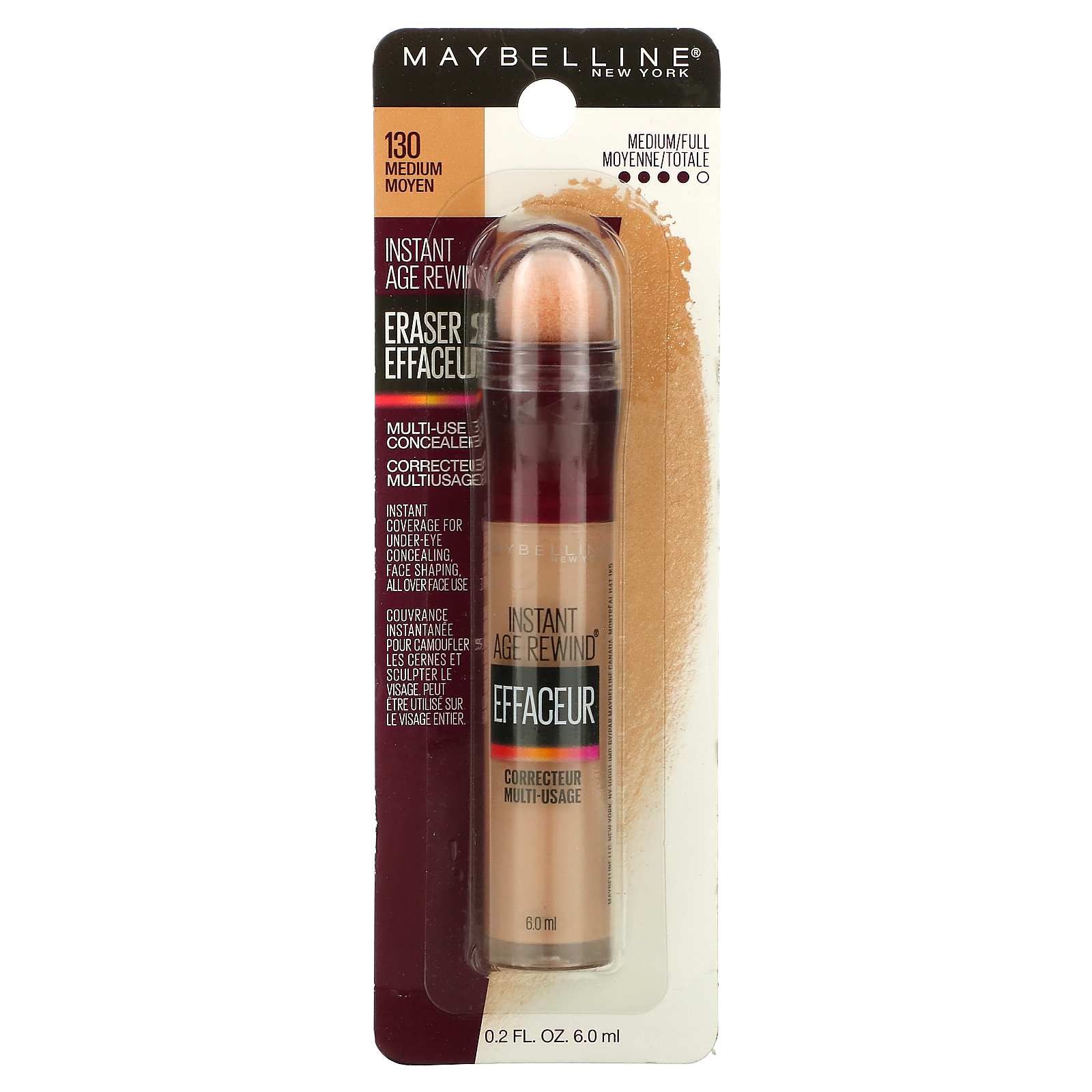 Maybelline, Instant Age Rewind, Eraser, Multi-Use Concealer, 130 Medium ...