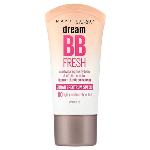 Maybelline Dream BB Fresh, Skin Hydrating Beauty Balm, SPF 30, 110 Light/Medium Sheer Tint, 1 fl oz (30 ml)