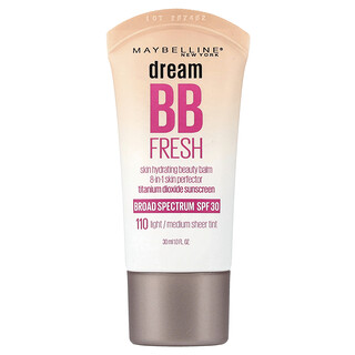 Maybelline, Dream BB Fresh, Bálsamo de belleza hidratante para la piel, FPS 30, 110 Tinte translúcido claro/medio, 30 ml (1 oz. líq.)