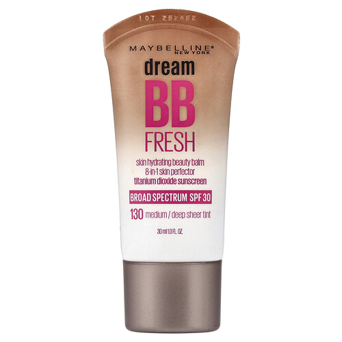 Maybelline Dream BB Fresh, Skin Hydrating Beauty Balm, SPF 30, 130 Medium/Deep Sheer Tint, 1 fl oz (30 ml)