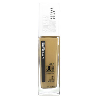 Maybelline, 长久上妆，优效妆效粉底，140 浅褐色，1 液量盎司（30 毫升）