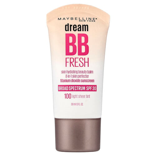 Maybelline Dream BB Fresh, Skin Hydrating Beauty Balm, SPF 30, 100 Light Sheer Tint, 1 fl oz (30 ml)