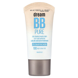 Maybelline, Dream BB Pure, balsamo di bellezza schiarente per la pelle, 100 tonalità trasparenti, 30 ml