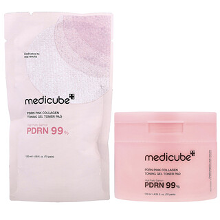 Medicube, PDRN Pink Collagen Toning Gel Toner Pad, rosa Kollagen Toning Gel Toner Pad, 70 Pads, 120 ml (4,05 fl. oz.)