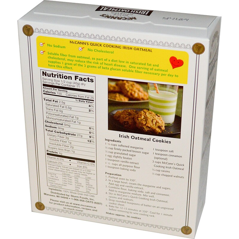 McCann's Irish Oatmeal, Quick Cooking, Rolled Oats, 16 oz (454 g) iHerb