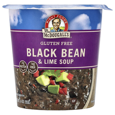 Dr. McDougall's, Sopa de frijoles negros y lima sin gluten, 95 g (3,4 oz)