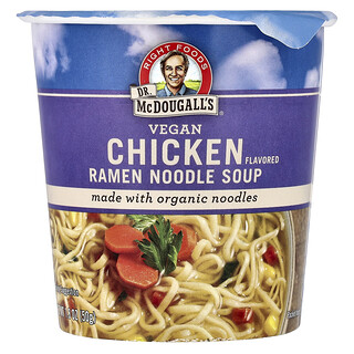 Dr. McDougall's, Sopa de fideos ramen vegana, Pollo, 50 g (1,8 oz)