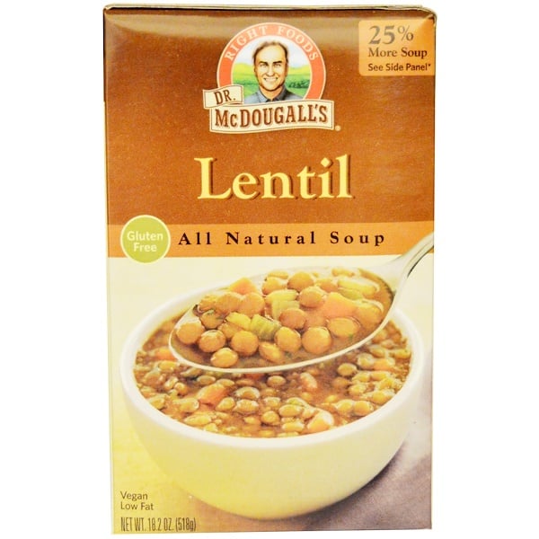 Dr. McDougall's, All Natural Soup, Lentil, 18.2 oz (518 g) (Discontinued Item) 