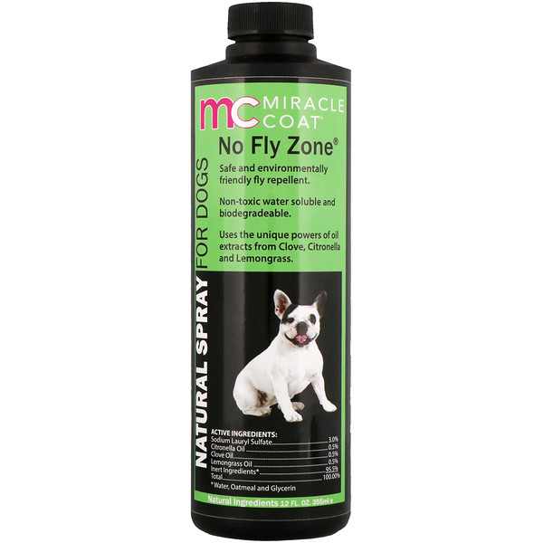 Miracle Care, Miracle Coat, Natural Spray For Dogs, No Fly Zone, 12 fl